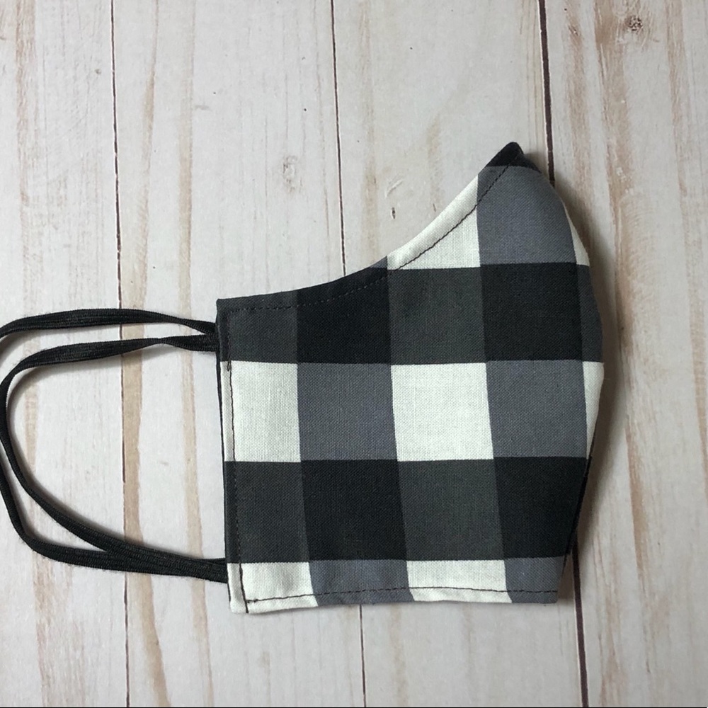 Black and White Plaid Face Mask